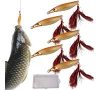 Leurre flottant - 5 pièces en métal avec quin de mouvement, leurre de pêche, pour lancer à longue distance sur les lacs et les rivières en eau salée et en eau douce pour débutants et professionnels