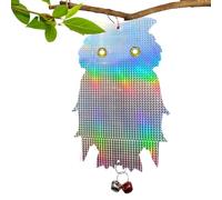 Leurre hibou pour effrayer les oiseaux | Suspendre hibou effrayant réfléchissant avec clochette | Leurre décoratif double face pour oiseaux pratique pour faucons, corbeaux, pigeons
