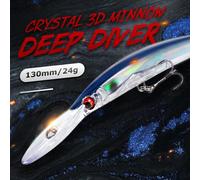 Leurre méné rigide coulant en cristal 3D, appât artificiel de type wobbler japonais idéal pour la pêche au brochet ou au bar, à la manivelle, au bar ou au mégabas, 130mm, 24g señuelos de pesca en mar