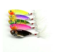 Leurre Métallique Vibrant 3 D Peint En Couleur Avec Plumes, Appât Artificiel Avec Hameçon Barbelé, 5.5cm, 11g, 5 Pièces