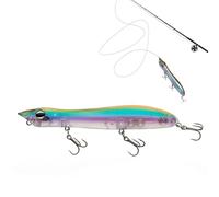 Leurre Popper Flottant Artificiel Pêche Topwater Leurres pour Mer et Eau Douce Pêche au Lancer Attire Lucio, Black Bass, Bar, Truite Hameçons Triples 125 mm 17.5 g