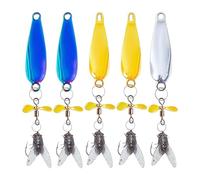 Leurre rotatif - Appât poisson cuillère eau douce 5 pièces, set de cuillères pour rivière, lac eau salée, truite, brochet, silure saumon