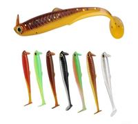 Leurre souple T-Tail avec plaque de langue intégrée pour un suivi droit et une déflexion réduite lors de la récupération par mauvaises herbes ou brosse (B)