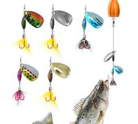 Leurres de Pêche | 5 Leurres d'eau Douce avec Hameçons | Appâts À Paillettes Dures pour Eau Douce Et Eau Salée Rivière Kayak Truite Rive Berge Poisson Chat Lac Traîne Lotte Perche