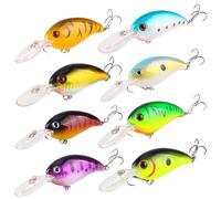 Leurres de pêche 8 pièces - Crankbait ABS avec Crochet, kit de leurre pêche Yeux 3D 3, 94 pour Eau Douce salée