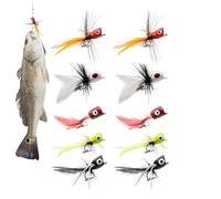 Leurres de pêche à 10 pièces mouche et perche Poppers leurres | Petits Leurres Mouillés Crochets Pour Truite à Gorge Bleue Saumon Perche Panfish Pêcheurs Et Amoureux