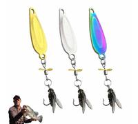 Leurres De Pêche À Hélice, Hélice 3D Réaliste en Métal, Lot De 3 Hameçons À Paillettes Métallique, Leurre 3D Bionique pour La Pêche La Truite Et Au Bar, Lame Rotative pour Divers Poissons
