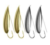 Leurres de pêche à la cuillère sans Mauvaises Herbes QualyQualy pour l'eau salée, cuillère Peche carnassier au vairon, au sébaste, au Bar, au tourteau du Nord, au brochet, 4 pièces