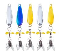 Leurres de pêche à la truite, cuillères à hameçons triple eau salée 5 unités | Ensemble de cuillères pour rivière, lac eau salée, truite, brochet, silure saumon