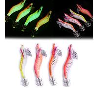 Leurres de pêche, Appâts lumineux doux en plastique pour pêche nocturne crépusculaire et aube Leurres artificiels 4 pièces crevettes calmar for pêcheurs débutants experts en mer ou lac