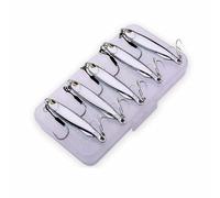 Leurres de Pêche au Maquereau Coulants, WASAGA 5 Pièces 10g/15g/20g/30g/40g Appâts de Poisson Spinner de Mer en Métal Dur Brillant avec Boîte de Rangement pour Leurre de Maquereau & Jigging de Perche