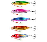 Leurres de Pêche Coulants, WASAGA 5pcs 30g/40g/50g Appâts de Poisson Spinner de Mer en Métal Dur en Eau Salée ou en Eau Douce pour Le Mérou au Thon et Le Leurre Jigging (6.5cm-30g-5pcs)