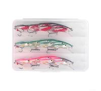 Leurres de pêche Crankbait Minnow Flotteur coulant avec corps profilé, perles en acier inoxydable améliorées au bruit et hameçons barbelés à trois plis (rose + rouge + vert)