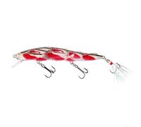 Leurres de pêche Crankbait Minnow Flotteur coulant avec corps profilé, perles en acier inoxydable améliorées au bruit et hameçons barbelés à trois plis (rouge)
