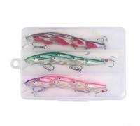 Leurres de pêche Crankbait Minnow Flotteur coulant avec motif de poisson réaliste et design d'éclaboussures de langue pour améliorer le taux de capture du bar et du brochet (rose + rouge + vert)