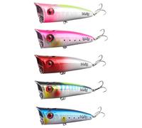 Leurres de Pêche de Surface Popper, WASAGA 5 pcs 14.6g/20g d'eau Pulvérisée Poisson Flottant Appât d'eau de Surface pour la Perche de Saumon d'Achigan de Brochet