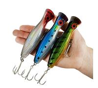 Leurres de Pêche en Surface - Popper - Pack de Pêche Catching/Spinning - Leurres Flottants Artificiels - Leurres Flottants Artificiels - Lucio/Black Bass/Bar - Pêche Mer - 12cm et 40g