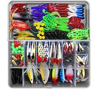 Leurres de pêche Kit avec Boîte à Outils Portable, RoseFlower 141 Pièces Flottante Set Appât de Pêche Hameçons Basse Accessoires Avec Spinnerbaits, Plastique vers, Minnow, Grenouille Appât - Baits Kit