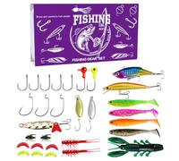 Leurres de pêche - Kit d'appâts de pêche de Noël pour pêche à la truite et à la perche | Pour eau salée eau douce, lac, rivière, bateau, kayak, rive, carpe, truite, perche, saumon, poisson-chat