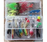 Leurres de Pêche Kit Spinnerbaits,Plastique vers, Souples Pêche Jigs Crochets de Pêche - Kit d'appâts de Pêche Portable avec Boîte