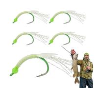 Leurres De Pêche - Lot de 5 Crochets Lumineux,Leurres De Pêche De 4,5 cm Leurres De Pêche À Queue De Foudre,Pour La Pêche En Plein Air Eau Salée Nuit Perche Crevette Crappie Pike