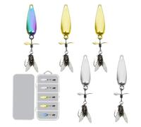 Leurres De Pêche pour Black Bass - Leurres à Hélice Métallique pour Truite - 5 Pièces Leurres Souples pour Truite Perche Sandre Poisson-Chat Saumon Bass Pêche en Rivière Étang Eau Douce et Salée