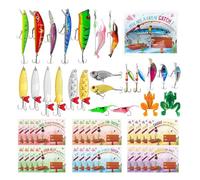 Leurres de pêche pour la Perche | Kit de pêche de 24 leurres prêts à l'emploi - Leurre pour Pêche à la Perche - pour Sports de Plein Air Eau Douce Eau Salée Marigane Saumon Poisson-Chat et Crevette