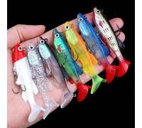 Leurres de pêche - Tête de jig de pêche Leurre de queue de nageoire - Leurres souples en plastique avec queue de pagaie - Eau salée/eau douce, équipement de pêche et cadeaux de pêche Lot de 2 boîtes t