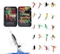 Leurres de Pêche Truite Ensemble de Pêche Réaliste avec Boîte Magnétique | Leurres pour Achigan Truite Doré Crappie Poisson-Chat Crapet-Brochet Rivière Lac Plein Air