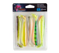 Fox Rage Zander Pro Shad Lot de 5 poissons en caoutchouc 10 cm x 5 couleurs mélangées UV