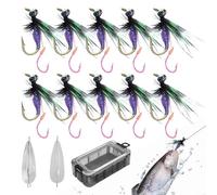 Leurres mouche | Hameçon pour pêche à la mouche - 10 pièces appât attractif avec hameçon double simulé pour eau douce et salée aventures en plein air pour homme