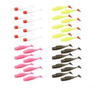 Leurres Pêche Silicone Souple Résistant 6.5cm | Action de nage réaliste, queue en T vibrante, attire les prédateurs, lot économique de 32 pièces