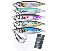 Leurres Peche Vertical 20g 30g 40g Avec Crochets Assist Et Triple, 5pcs Cuillere Peche Pour Thon Saumon Bar, Boite Accessoires