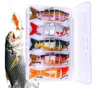 Leurres pour Bar 10 Pièces 6-Segment 3D Réaliste avec Rangement Swimbait | Accessoires De Pêche Hameçon Appât 3D Pour Truite, Poisson-Chat, Doré, Saumon, Eau Salée, Lac, Rivière, Bateau, Rive,