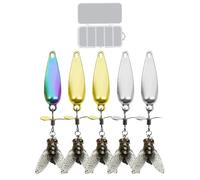 Leurres pour Perche,Appât À Hélice en Métal pour Eau Douce | Mouche Réaliste 5 Pièces Leurre Vibrant pour Les Bar Crappie Silure Doré Saumon Truite en Eau Douce Rivière Mer Lac et Marécage