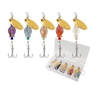 Leurres rotatifs petits - Leurres rotatifs avec mouvement natatoire et jigging - Hameçons vibrants Appât simulé 5 pièces pour camping en plein air homme père aventures eau salée et