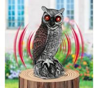 Leurres solaires en forme de hibou avec yeux rouges, 2 modes de fonctionnement - Répulsif réaliste - Épouvantail activé pour éloigner les oiseaux, maison et jardin - Leurre grandeur nature pour jardin