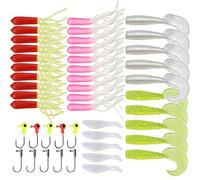 Leurres Souples 35 Pcs + Tête Plombée 10 Pcs Kit Leurres de Pêche