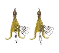 Leurres Souples pour La Pêche Pack 2 Jigs Poulpe Calamar avec Émerillons, | Appâts De Pêche Pour La Truite Et Le Black-Bass En Eau Salée, Sports De Plein Air