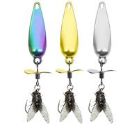 Leurres Spinner - Leurre à Paillette avec Hameçon Mouche,3 Pièces Leurres à Hélice Métallique 3D Portables, Outil pour Attirer Les Poissons pour Pêcheurs en Étangs, Lacs, Rivières,
