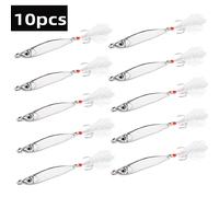 Leurres Vibrants en Métal localité et Argenté pour la Pêche, Appât Artificiel Dur avec Yeux 3D, 5/7/10/15/20g B-No hook