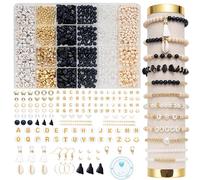 Leuyuee Kit de fabrication de bracelets d'amitié en pierre naturelle avec perles de l'alphabet en argile pour loisirs créatifs, boucles d'oreilles, bijoux et travaux manuels, cadeaux pour adolescentes