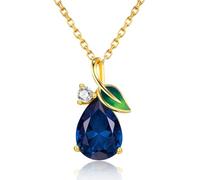 Leva Jewkis Collier avec pierre de naissance en argent sterling 925 avec pendentif feuille émaillée plaqué or 18 carats - Collier en forme de goutte d'eau - Bijoux cadeaux pour maman et femme, Argent