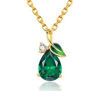 Leva Jewkis Collier avec pierre de naissance en argent sterling 925 avec pendentif feuille émaillée plaqué or 18 carats - Collier en forme de goutte d'eau - Bijoux cadeaux pour maman et femme, Argent