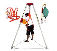 levage de puits, Système de trépied de sauvetage for égouts avec treuil de levage de 1200, 1800 et 2600 lb, portable en aluminium(1800LBS Winch+Safe Belt)