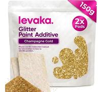 Levaka 150 grammes Additif Paillette pour Peinture Or Champagne - 2 Tampons Récurants Inclus - Mélangez avec Peinture Murale à Emulsion pour un Effet Pailleté sur les Murs le Plafond le Bois