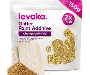 Levaka 150 grammes Additif Paillette pour Peinture Or Champagne - 2 Tampons Récurants Inclus - Mélangez avec Peinture Murale à Emulsion pour un Effet Pailleté sur les Murs le Plafond le Bois