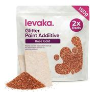 Levaka 150 grammes Additif Paillette pour Peinture Or Rose - 2 Tampons Récurants Inclus - Mélangez avec Peinture Murale à Emulsion pour un Effet Pailleté sur les Murs le Plafond le Bois