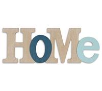 levandeo 3D Inscription Home Bleu 35 x 13 cm Bois naturel lettres Déco.