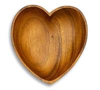 levandeo Bol en acacia - 20 x 5,5 cm - Design en bois - Corbeille à fruits - Corbeille à pain - Décoration de table unique